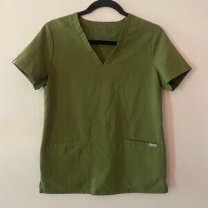 FIGS Dark Olive Green Casma Scrub Top Nurse Doctor Uniform Women's size XS